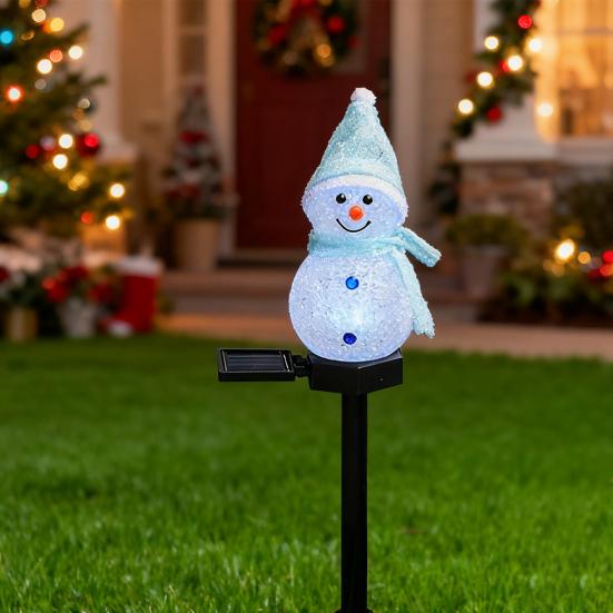 Solar Powered Snowman Stake Light Outdoor Christmas Decoration for Yard Garden & Pathway Auto On/Off Waterproof Festive Atmosphere Lights