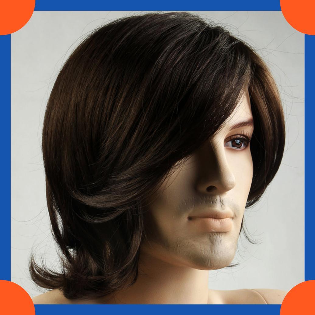 

2025 Европейский модный короткий прямой парик для мужчин HW840 коричневый