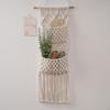 Macrame Wall Hanging Tassels Woven Tapestry with 2 Storage Net Ornament Decoration Decor for