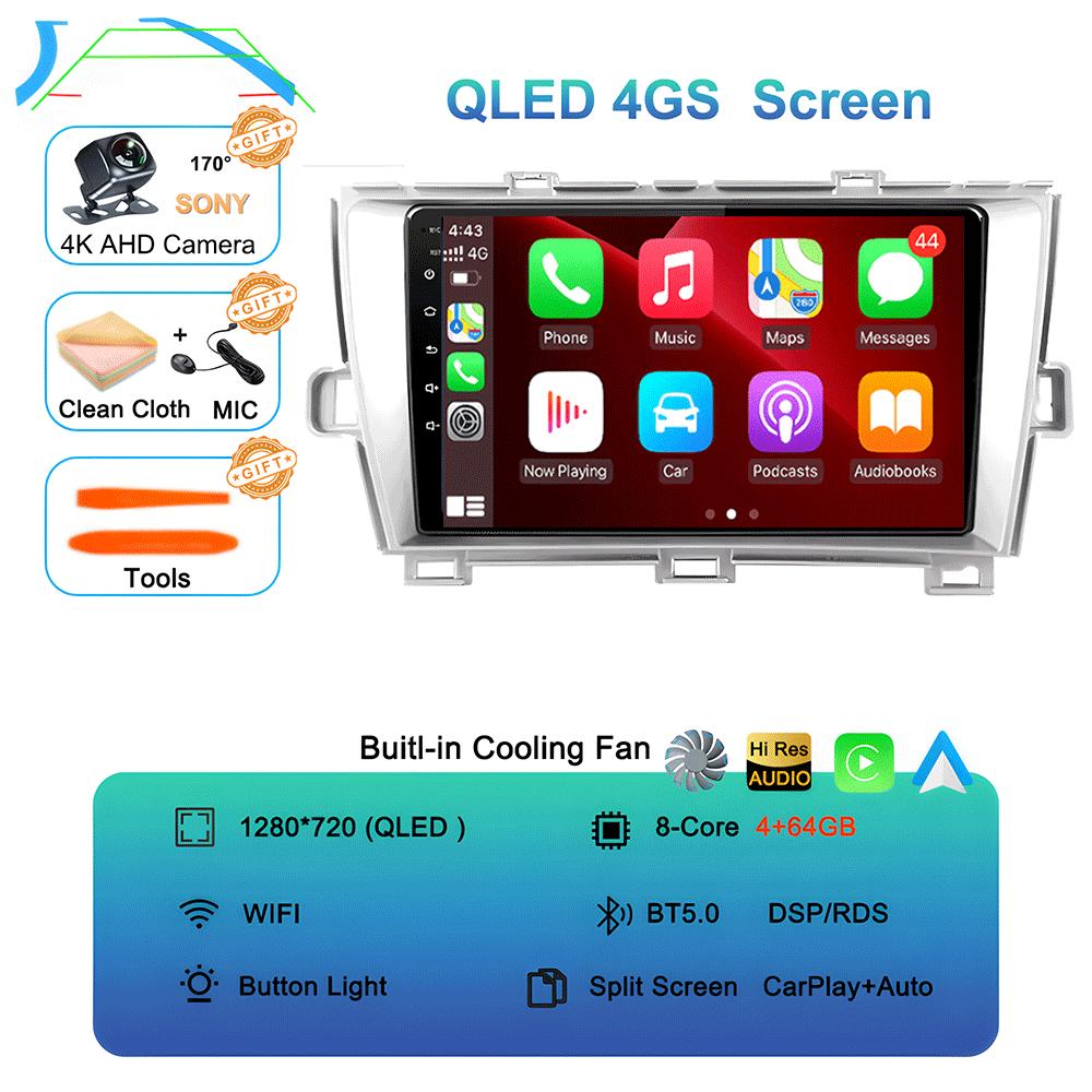 Android 14 For Toyota Prius XW30 30 2009-2015 GPS Stereo Auto Head Unit QLED Navigation NO 2DIN Car Radio Multimedia Player DVD