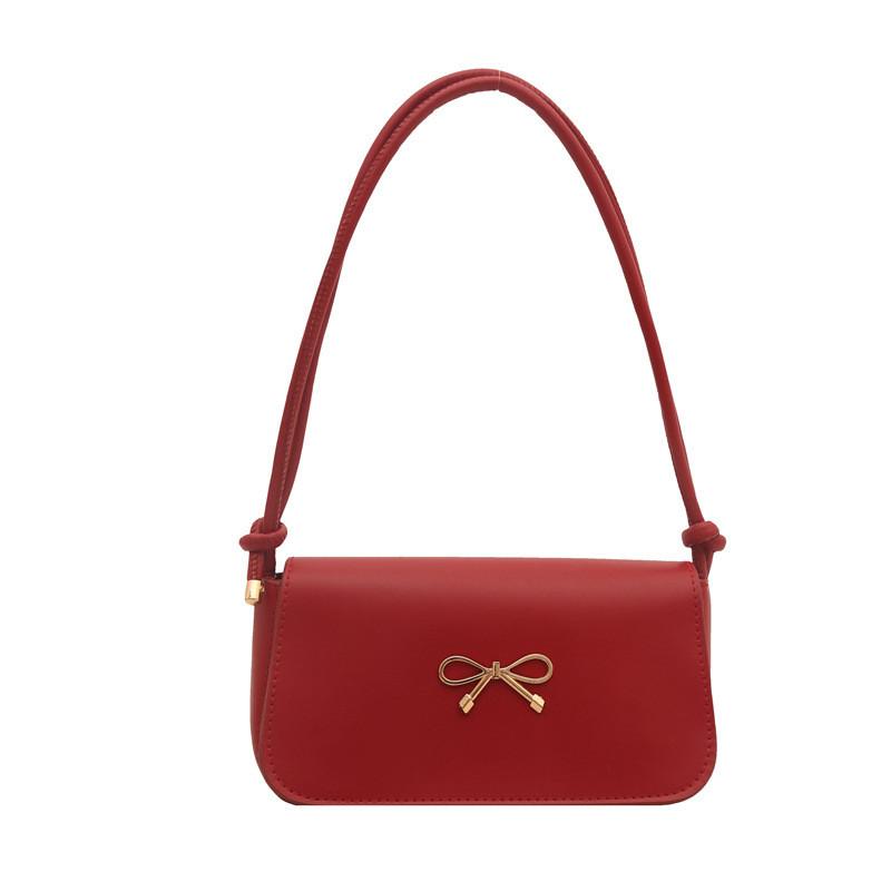 

Urban Style Pu Small Square Bag With Bow Detail For Daily Use червоний