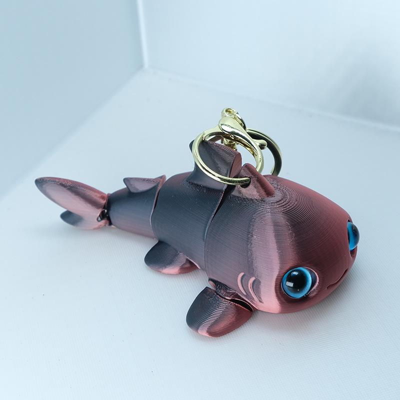 Q Version Small Shark Keychain: Exquisite Movable Bag Charm & Trendy Play Pendant