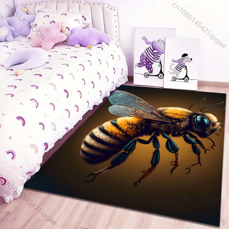 Bee Art Pattern Carpet for Living Room Bedroom Sofa Creative Doormat Home Decor Area Rugged Non-slip Mat Large Size