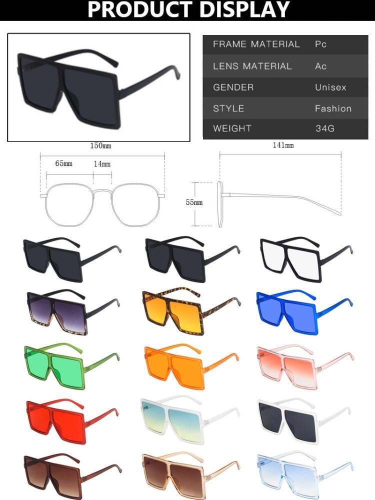 Square Women Sun Glasses Female Eyewear Eyeglasses Plastic Frame Uv400 Shade Fashion Driving New Oversized Sunglasses
