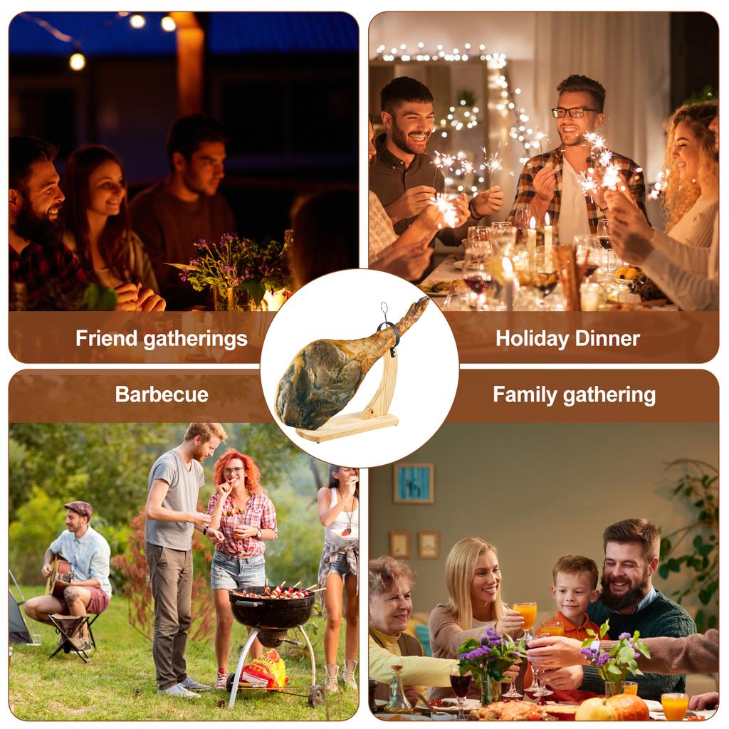 Supporto per prosciutto in legno spagnolo, supporto per gamba di prosciutto, affettatrice professionale per prosciutto, supporto fisso con tappetino antiscivolo, utensile per cucina e ristorante