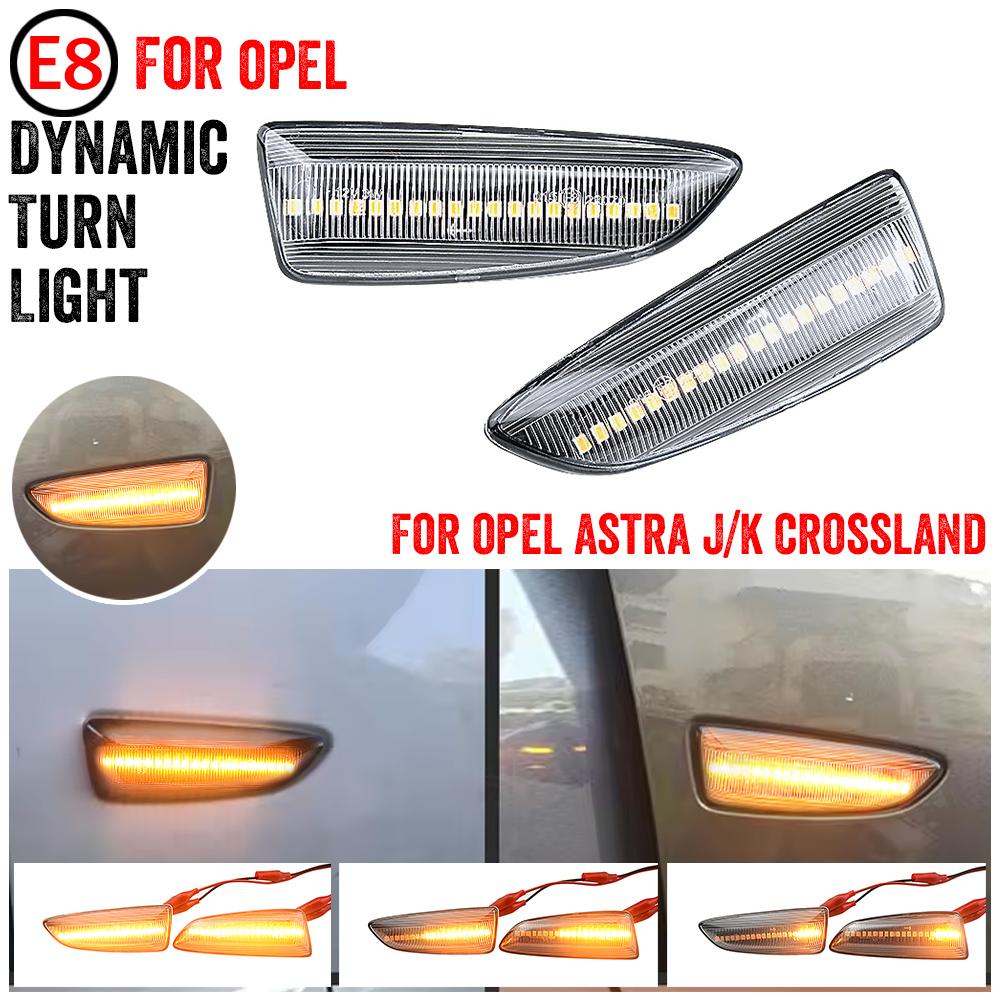 2Pcs LED Dynamic Flowing Turn Signal Side Marker Light For Opel Astra J K Zafira C Insignia B Grandland Crossland X Buick RegalTurn Signal 2