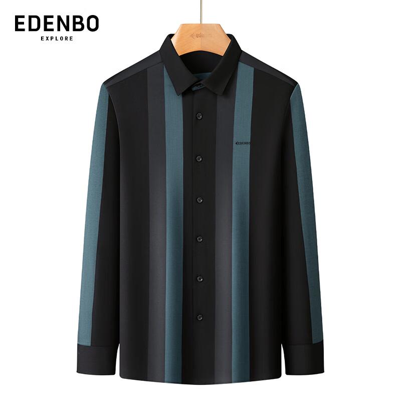 Edenbo Men s Striped Business Casual Long Sleeve Shirt 2XL