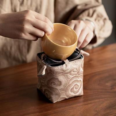 Thickened Tea Set Storage Bag Vintage Portable Candy Storage Bag Tea Ceremony Accessories Multi-functional Teapot Cloth Pouch