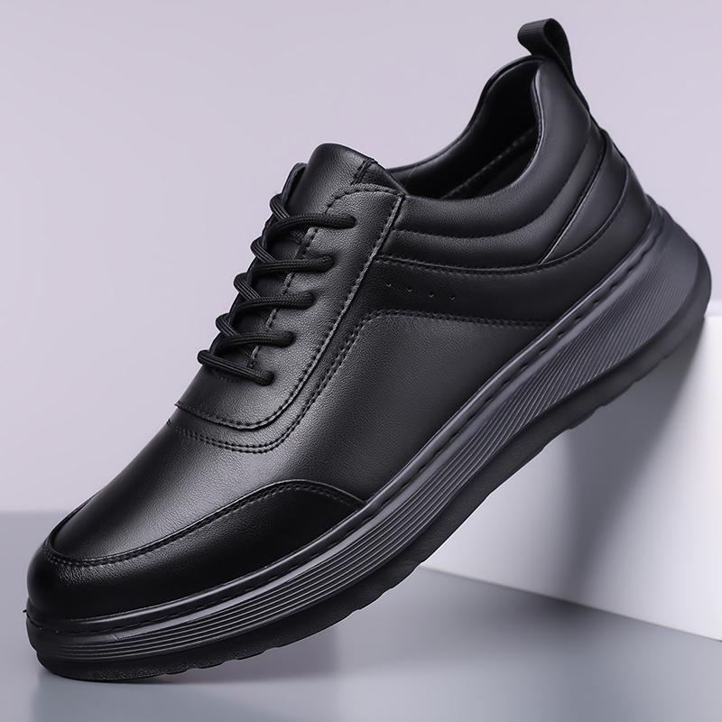 

Stylish Men s Casual Leather Shoes Four Seasons Sneakers Breathable Lace-up Athletic Shoes Leisure Walk Sports Footwear 44