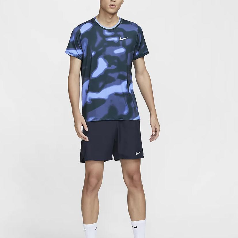 Nike Dri-Fit Casual Round Neck Quick-Dry Short Sleeve T-Shirt Men Tops Blue Black FQ2109-494