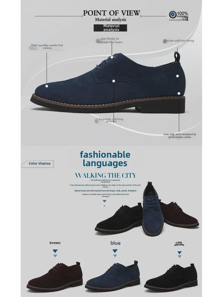 Wildlederschuhe für Herren im britischen Stil: Temu Cross-Border Frosted Business-Freizeitschuhe