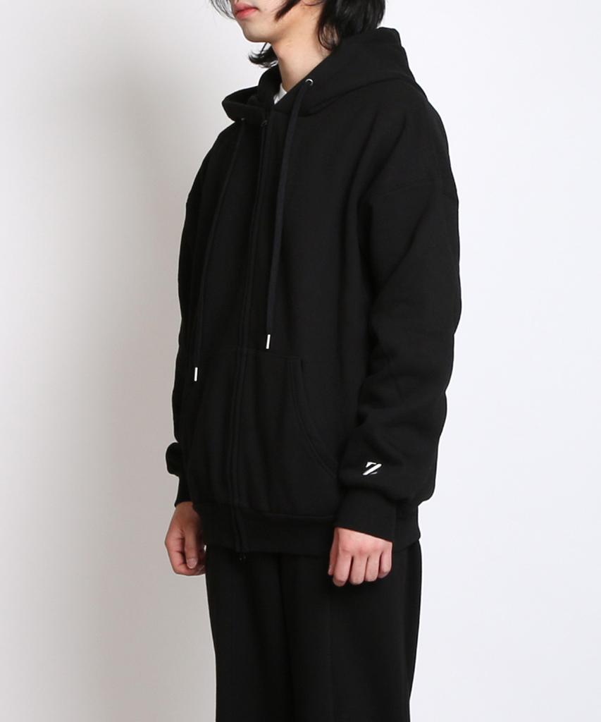 Zblack Plain Fleece-Lined Front & Back Short Zip-Up Hoodie (Black)