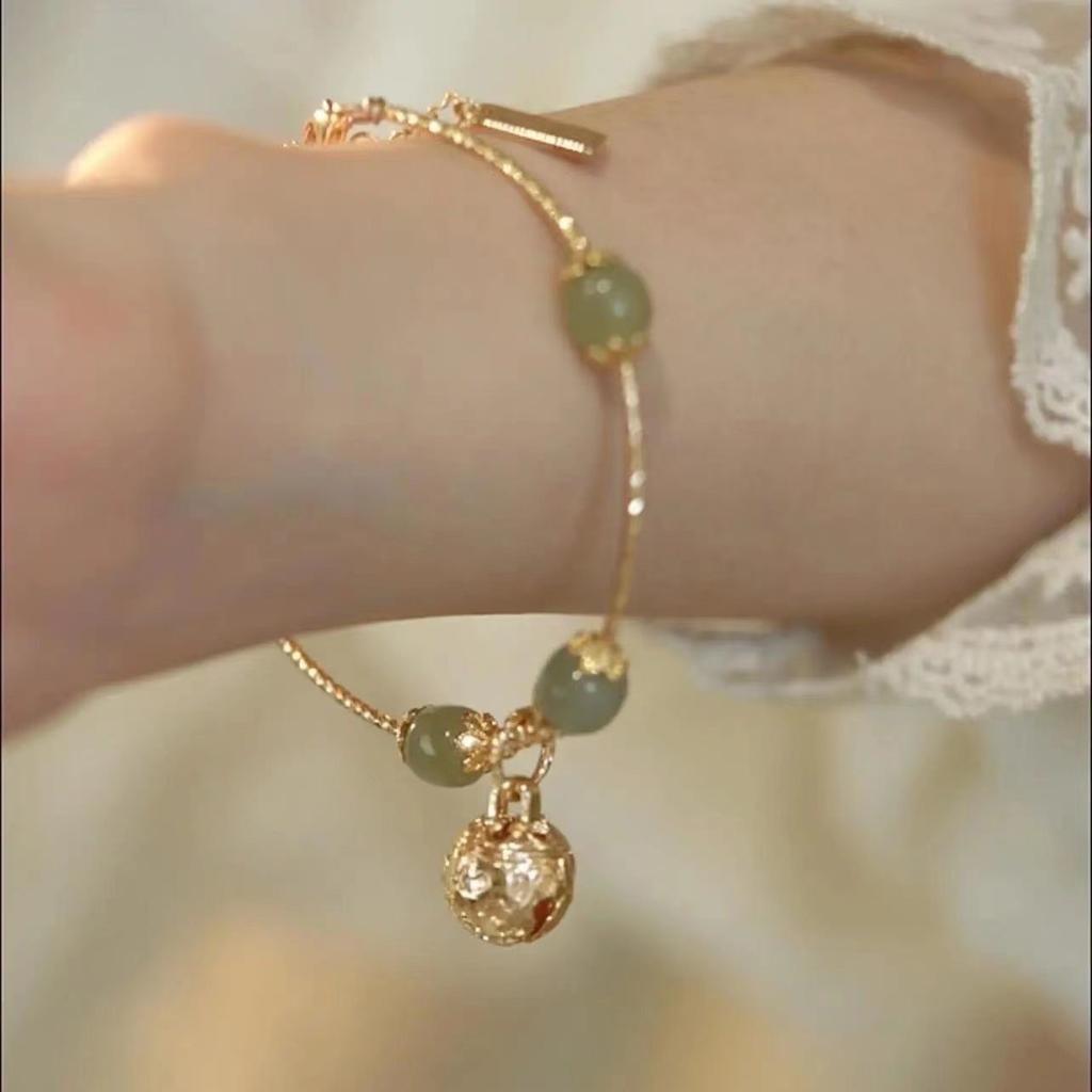 Palace Design Hetian Yu Bell Bracelet Bracelet Women's High Sense Personality Gift New Women's Hanfu Light Luxury