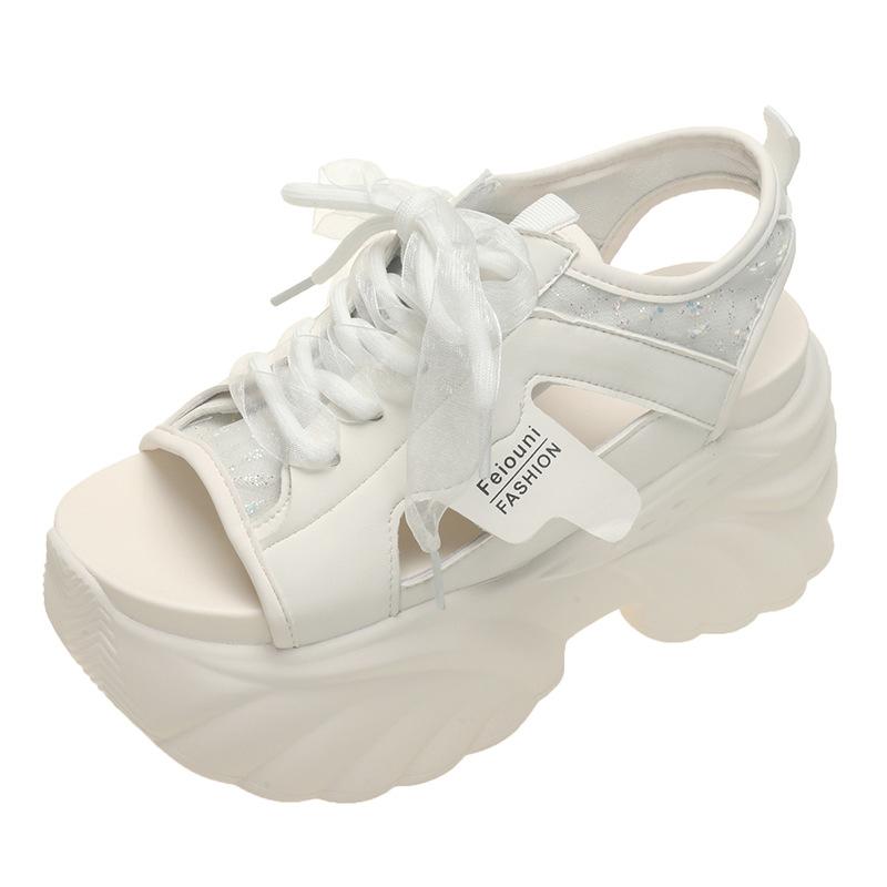 Plateausandalen mit Schnürung 2025 Sommer neu erhöhend vielseitig modisch lässig sportlich römische Sandalen