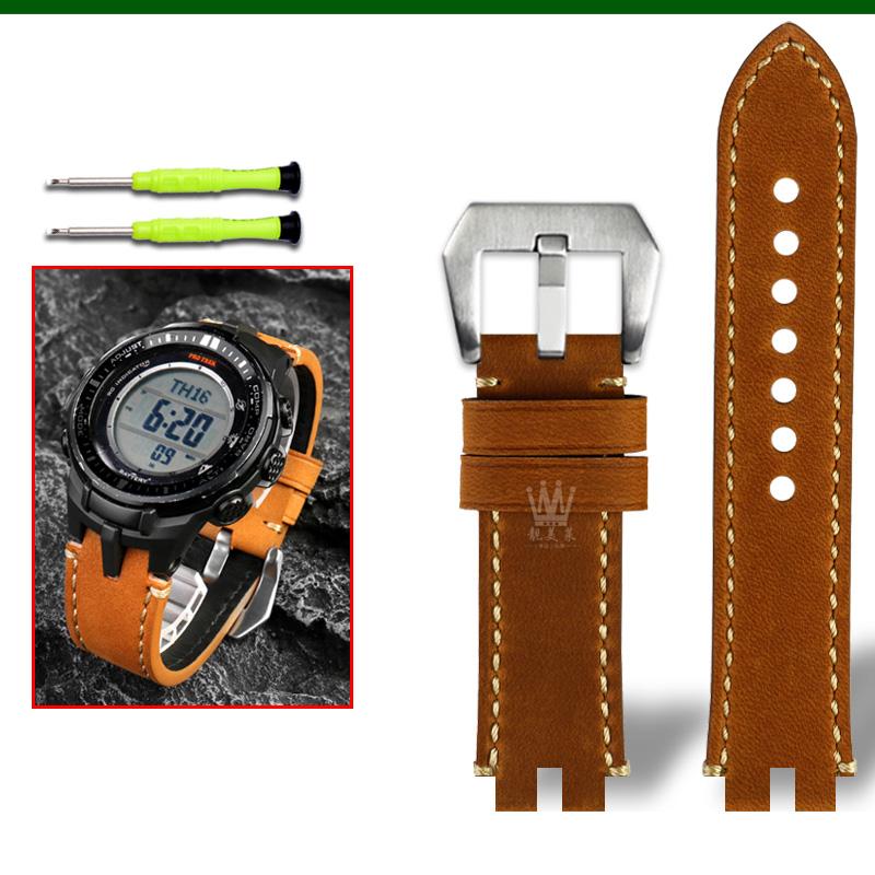 Classic Retro scrub Genuine Calfskin Watchband For Casio ProTrek PRW3000/3100/6000/6100Y PRG300 Series Bracelet Watch Accessories