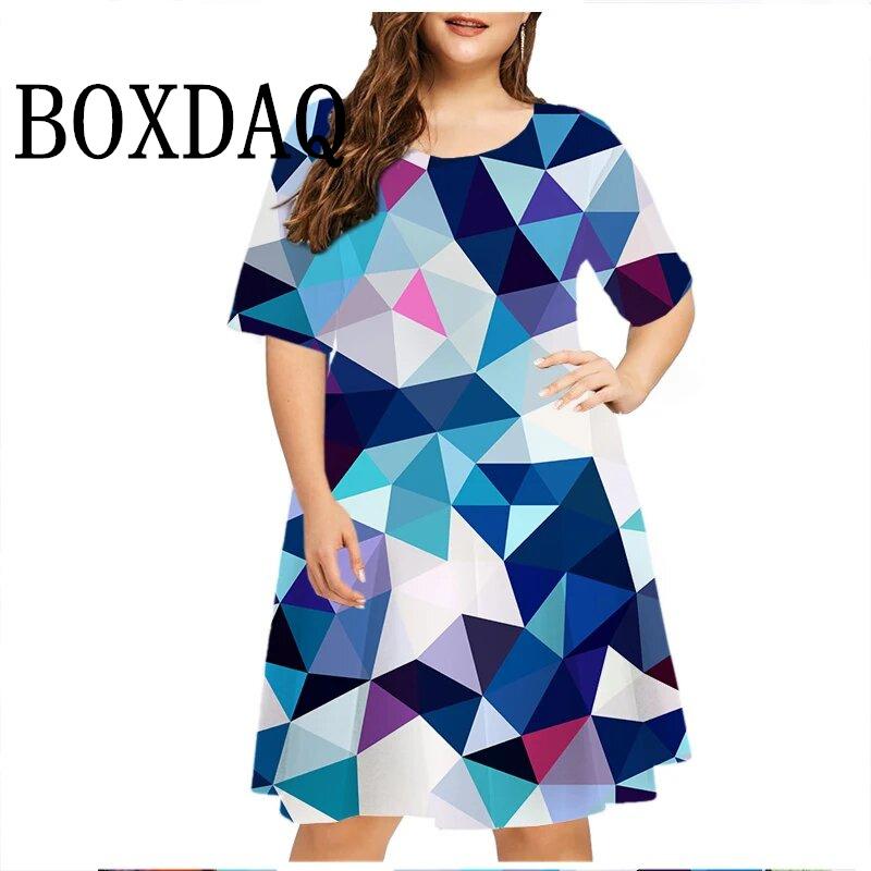

Abstract Gradient Geometry 3D Print Dresses For Women Fashion Plus Size Clothing Summer Street Hipster Short Sleeve Dresses 8XL