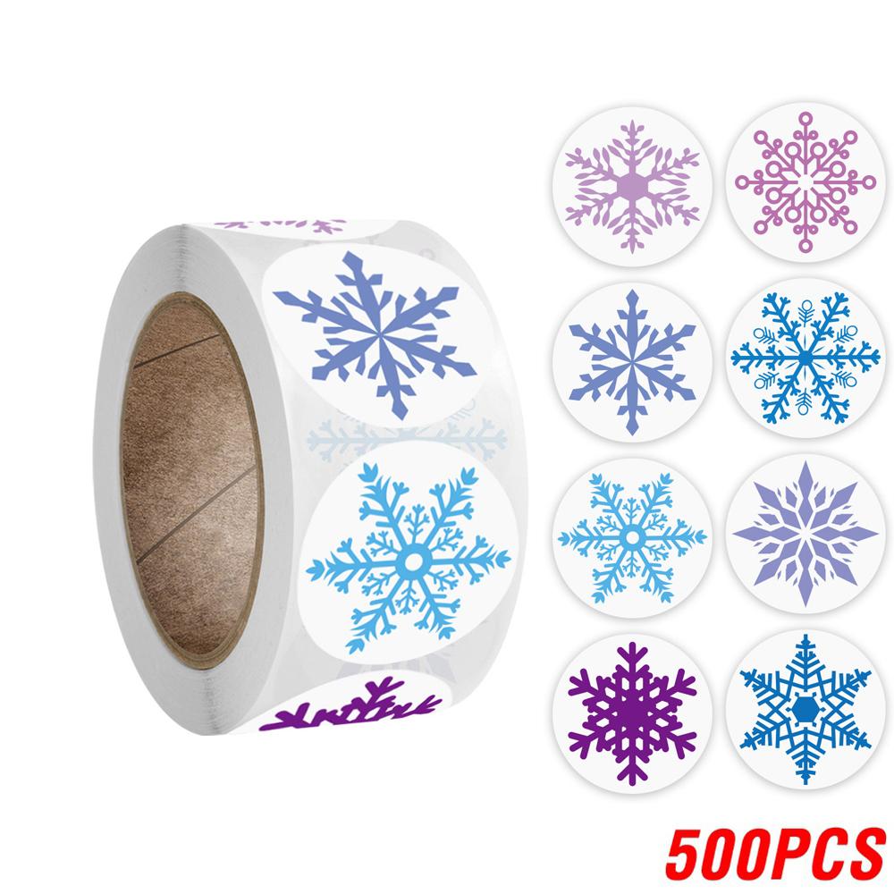 100-500Pcs Snowflake Merry Christmas Stickers Candy Bag Envelopes Sealing Label Sticker Christmas Gifts Box Decorations