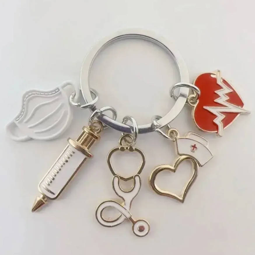 

Mask Keychain, Rescue Personnel Keyring, Nurse s Day Keychain Pendant, Round Pendant Keychain, Metal Keyring Pendant, Small Gift. One Size білий