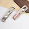 2-in-1 Edelstahl Löffel Essstäbchen Set Reiseset mit Plastikbehälter