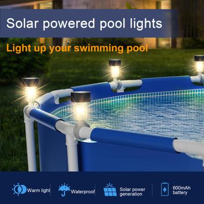6 Stück Solar-Poollichter, wasserdicht, für den Außenbereich, Poolrahmenlichter, Hof- und Gartendekoration, Nachtlichter für oberirdische Pools mit Zaunrahmen