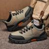 Men's Sports Shoes Flat Bottomed Lace Up Casual Work Leather Black Cowboy Boots Golf Shoes Men's 2024 New Tennis Shoes Hiking