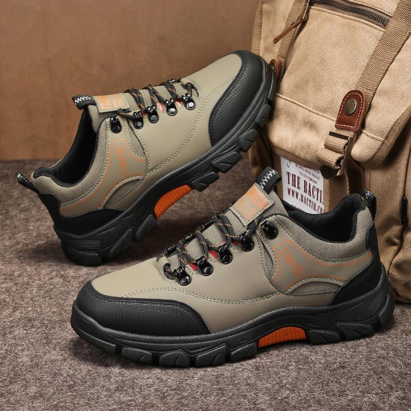 Men's Sports Shoes Flat Bottomed Lace Up Casual Work Leather Black Cowboy Boots Golf Shoes Men's 2024 New Tennis Shoes Hiking
