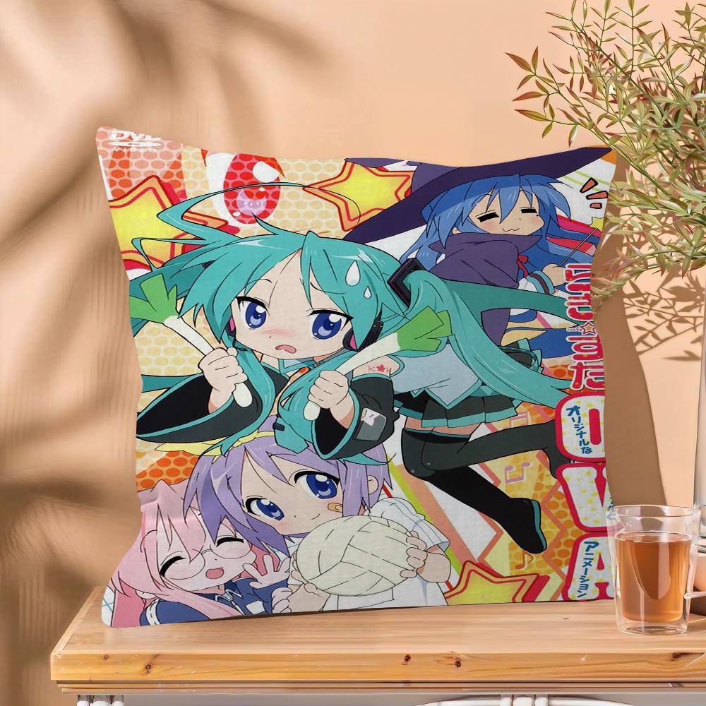 Anime Lucky Star Cushion Cover Car Throw Pillow Case For Sofa Car Christmas Gift