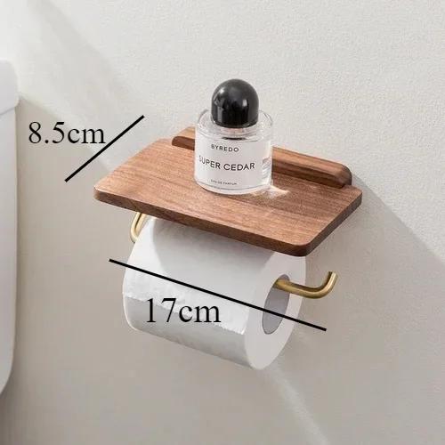 Punch-free Solid Wood Tissue Holder Restroom Wall Paper Towel Holder Toilet Paper Storage Stand Shelf Bathroom Accessories