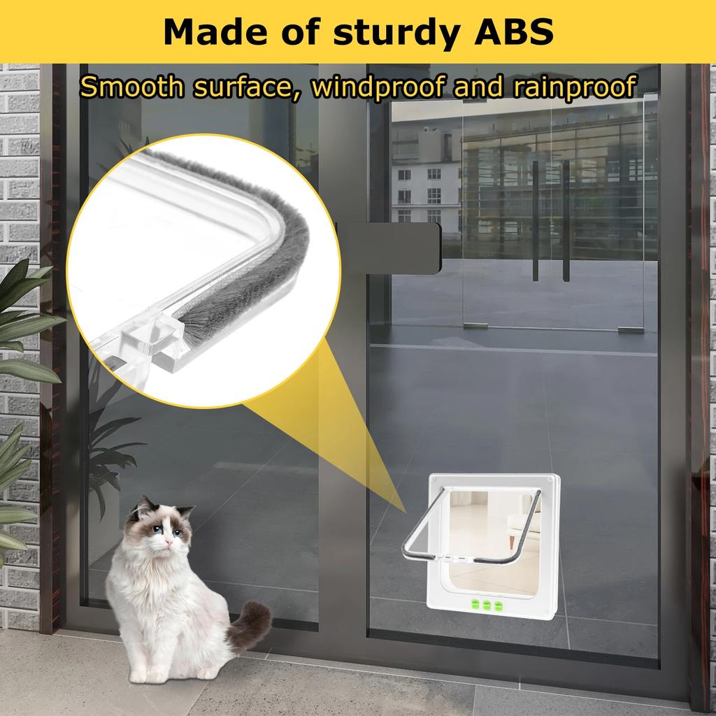 Cat Flap Door Weatherproof Interior Pet Door with 4 Way Lock Easy To Install Pet Doorway for Cabinet Garage Laundry Room Closet