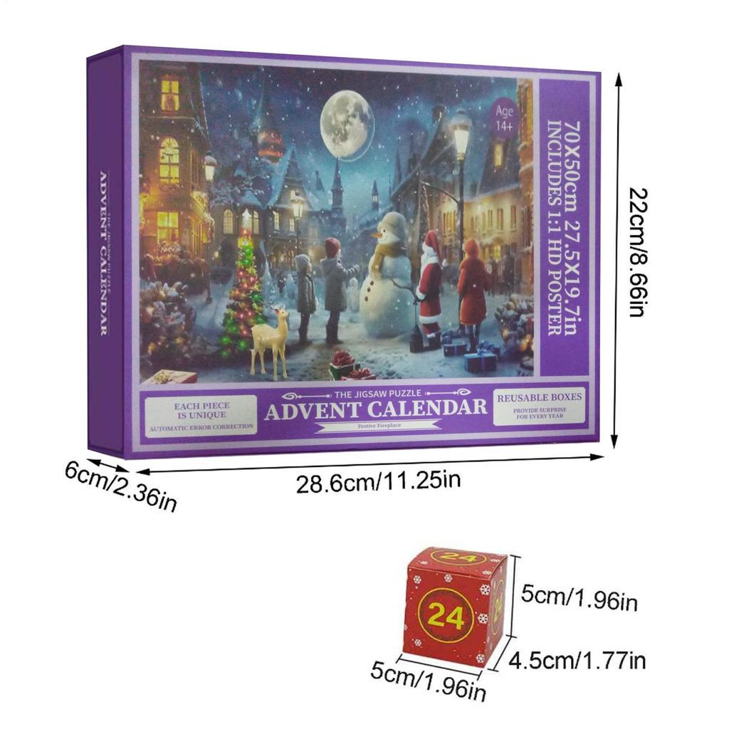 Christmas Countdown Calendar 1008 Pieces Cute Calendars Figures Toys Holiday Puzzle Ornament With 24Days For Family Kids Teen