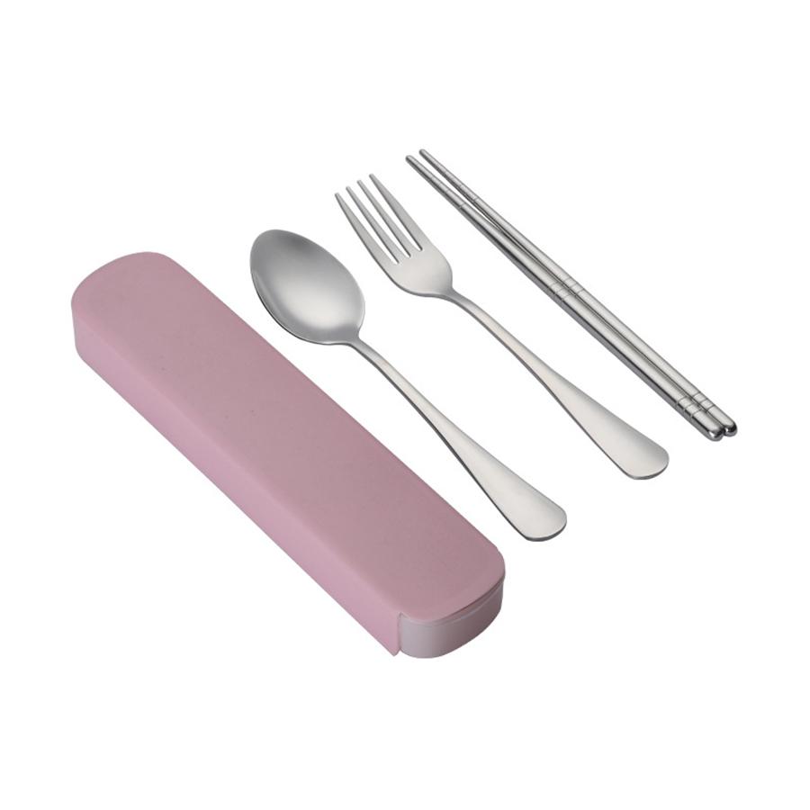 Stainless Steel Korean Spoon Fork Chopsticks 3 Piece Portable Tableware Student Outdoor Traveling Pull Out Gift Set