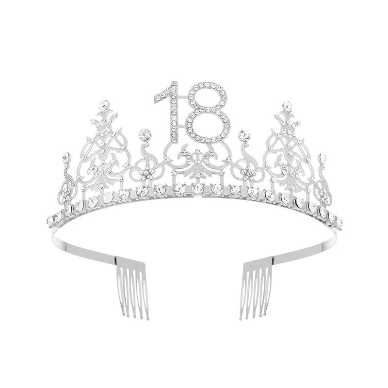 Fashion Alloy Digital Crown With Diamond Tiara 18Th Birthday Party Pearl Alloy Headband