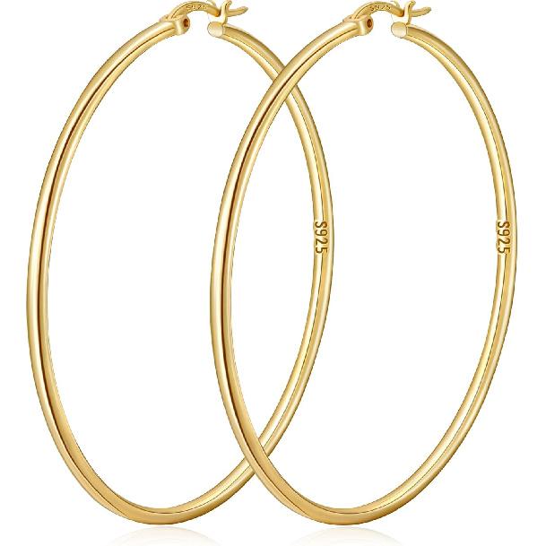PAVOI 14K Gold Plated Chunky Huggies Earrings for Women - 925 Sterling Silver Posts Small Gold Huggie Hoop Earrings - Ultra Thick Hoops Trendy