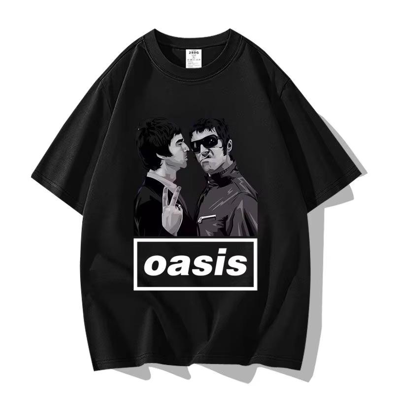 

Британская уличная группа Oasis Oasis Свободный стиль Универсальный Модный бренд Одежда с коротким рукавом Хлопковая футболка для пары с рукавом до локтя M