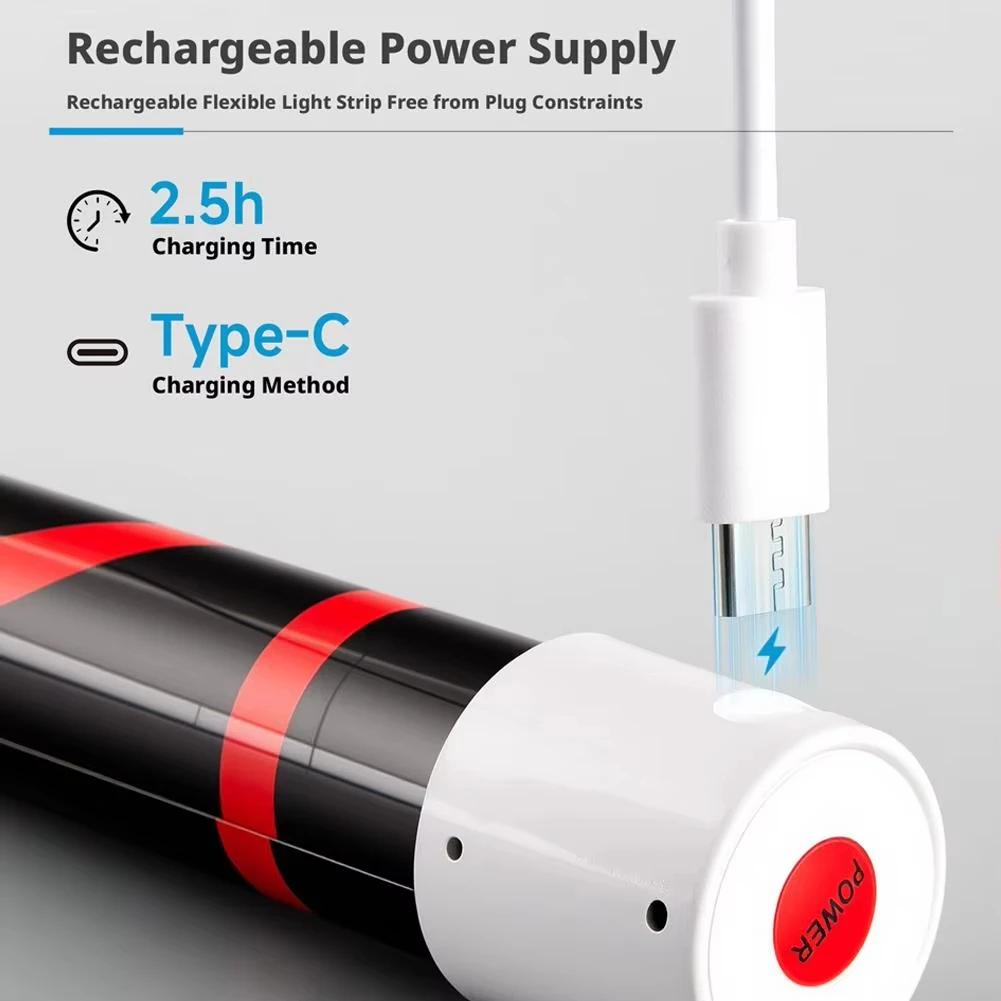 73cm LED Flashlight Stick Flexible Silicone LED Strip Light Professional Car Work Light 3 Brightness Modes Bendable Light Stick for Car Repair