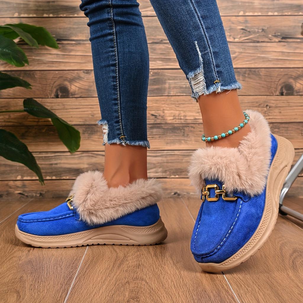 Women's Winter New Versatile Snow Boots, Fashionable Plus Size Thick Sole Height Increasing Slip-On Lazy Shoes