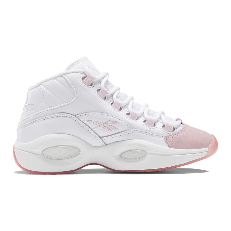 Reebok Question Mid Big Kid Pink Toe Kids Sneakers White Footwear-White Pink-Glow GX9357