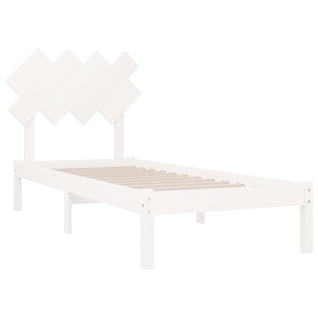 Solid Wood Bed White 90 x 200 cm