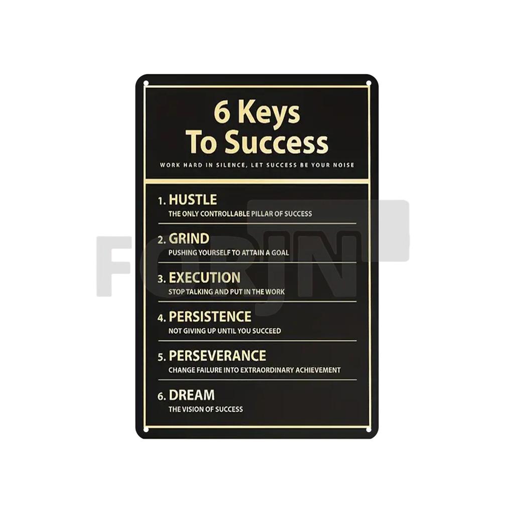 Placa de Metal com Frases Inspiradoras - 10 Regras de Ouro - 7 Regras da Vida - Notas de Sucesso - Pôster em Inglês para Decoração de Parede de Escritório de Empresa