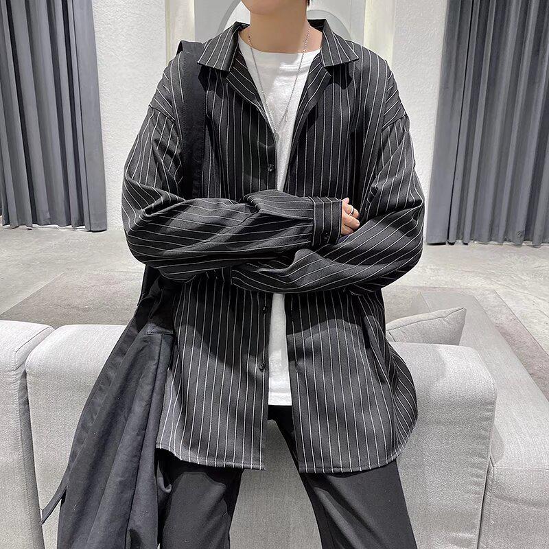 Men's 2024 Summer Striped Long-Sleeve Trendy Loose Casual Shirt-Jacket