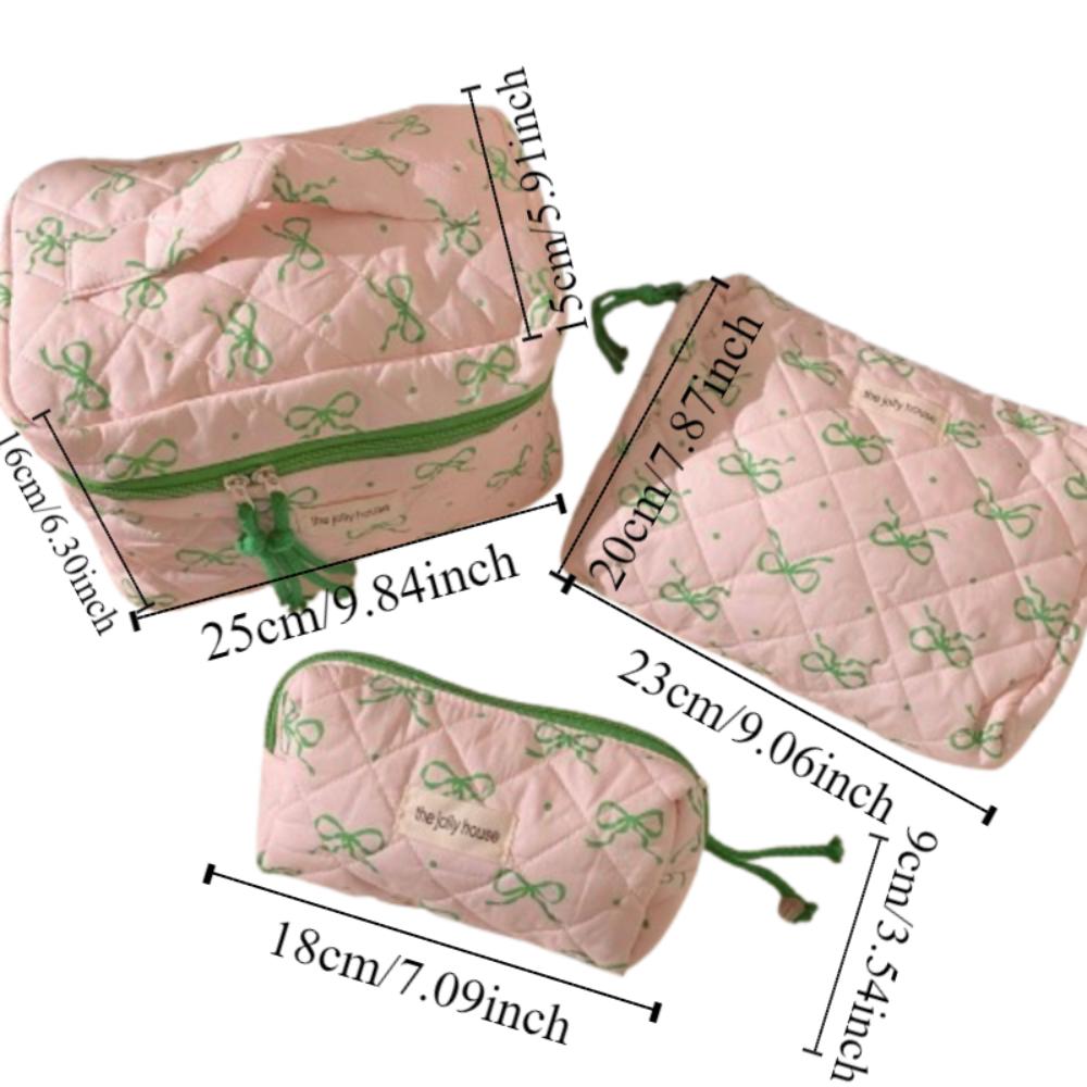 Bowknot Quilted Makeup Bag Multi-function Stationery Storage Bag Makeup Accessory