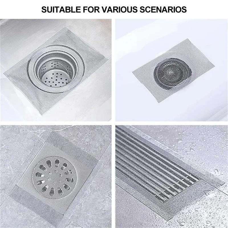 Sink Strainer Disposable Hair Stoppers Cuttable Self Adhesive Floor Drain Sticker Shower Drain Hair Catcher Bathroom Accessories