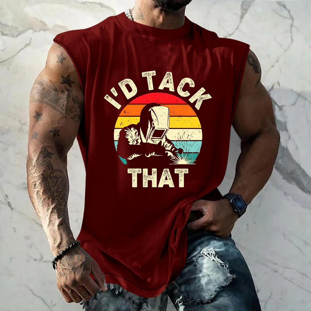 Men's Sleeveless Casual Tank Top Loose Fit Muscle Shirt Graphic Print Summer Workout Sportswear