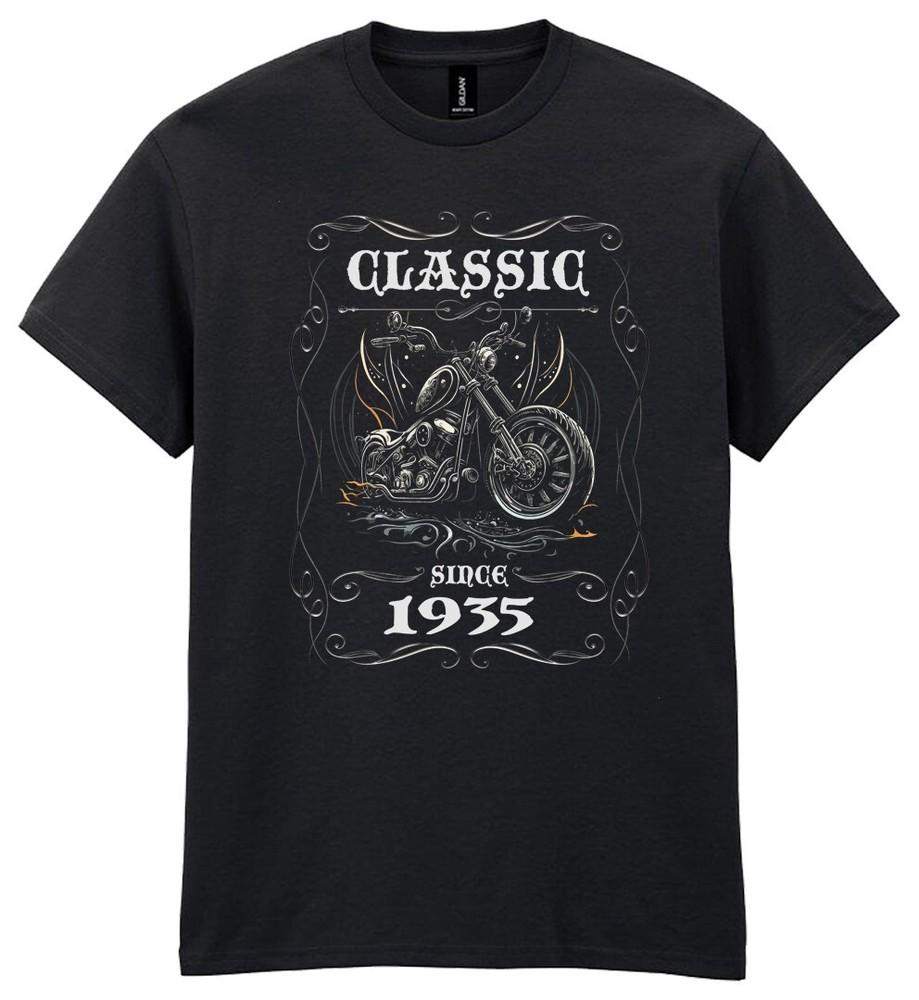 

Mens 90th Birthday Bikers T-Shirt Classic Since 1935 80 Chopper Motorcycle Gift M