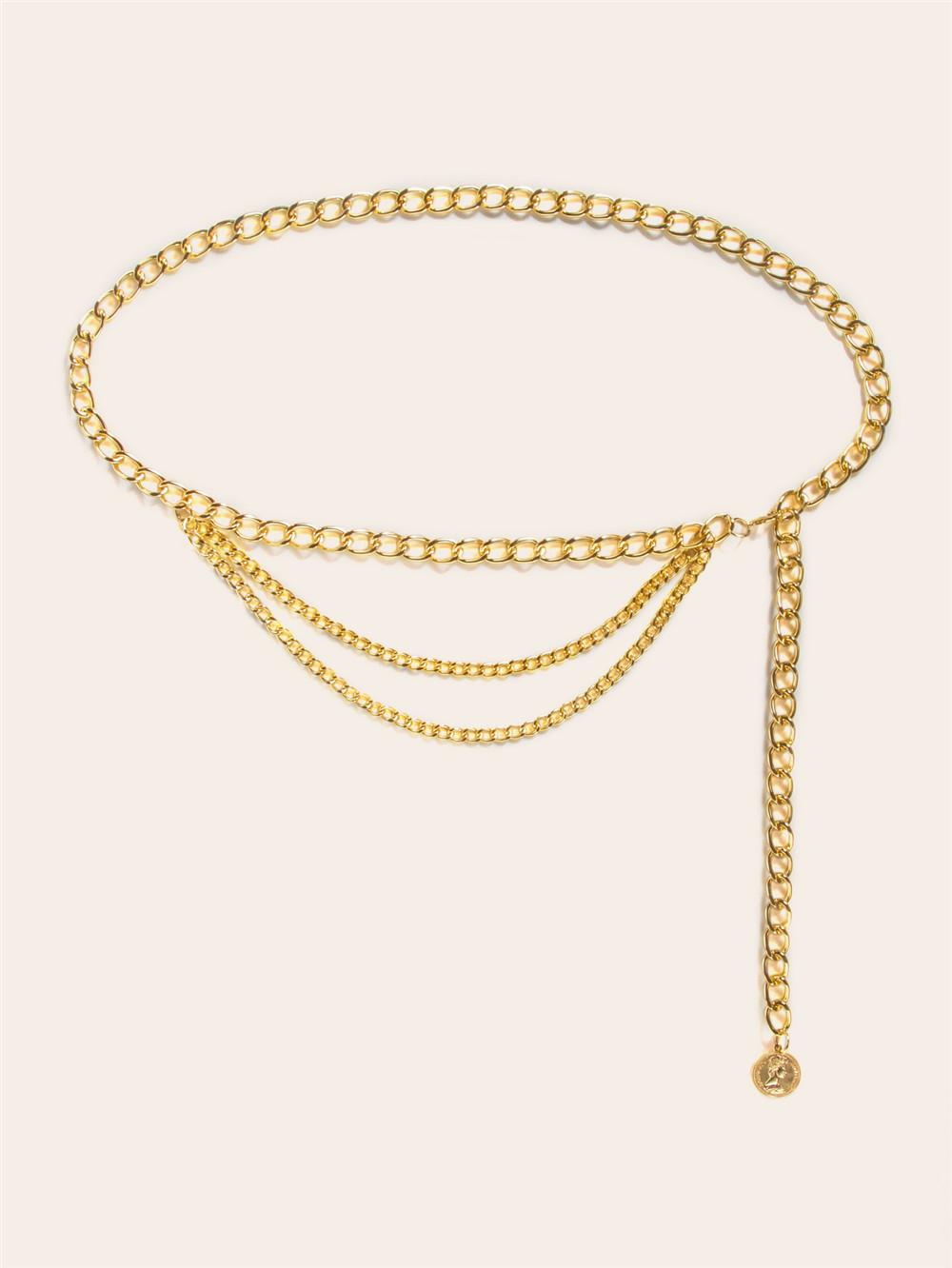 Jewelry Sexy Overlay Gold Metal Chains Body Chain Vintage Face Heart Sequin Claw Rhinestone Multi-layer Waist Chain 0733 Waist Chains золотой