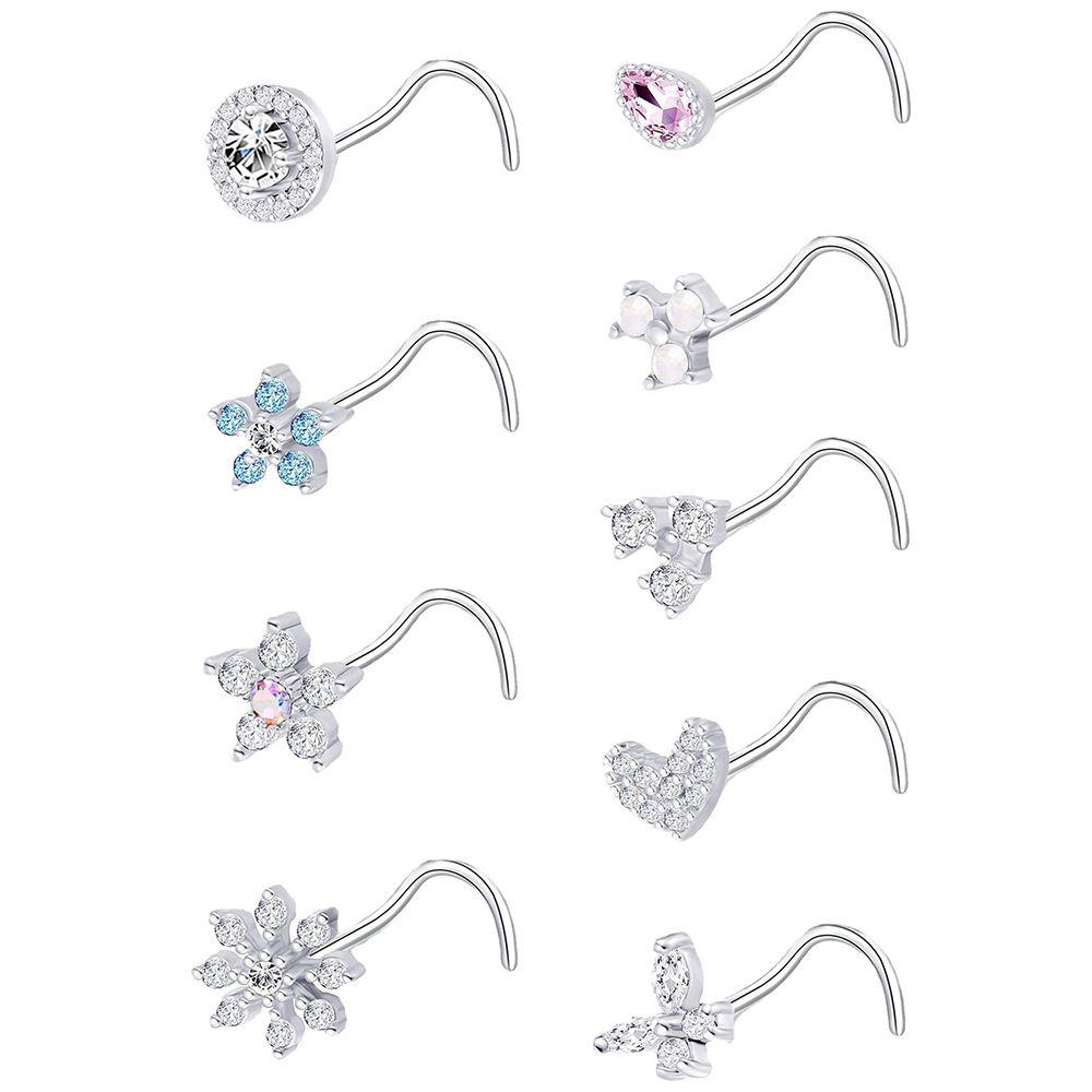 Ring Male Flower Zircon Piercing Female Septum Nose Ring Body Jewelry L Shape Nose Ring Nose Stud