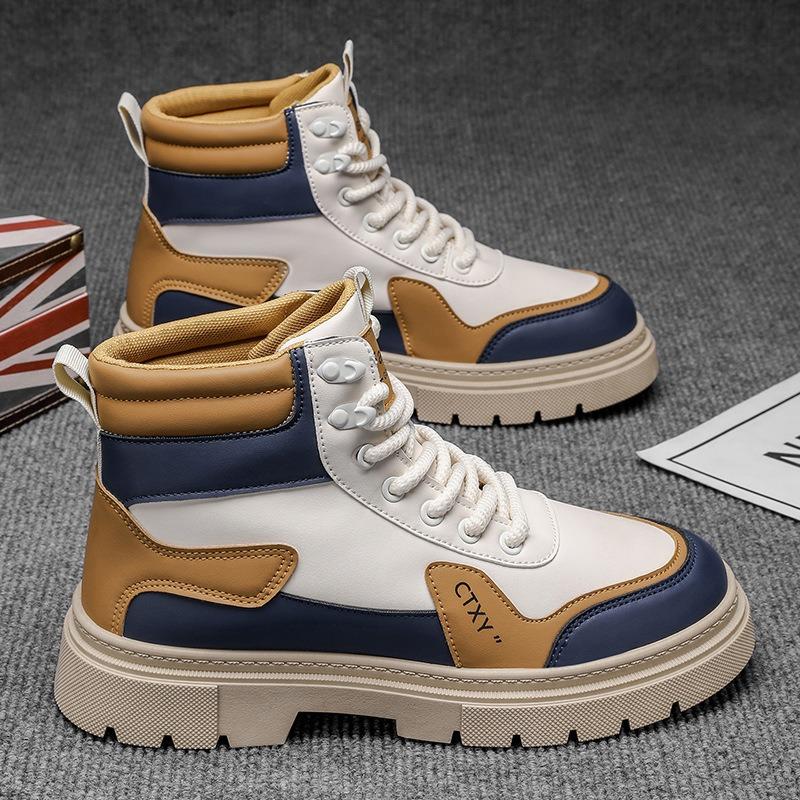 Fashion 2025 Autumn Men High Top Boots Outdoor Leather Ankle Boots Comfortable Casual Moccasin Male Work Boots Classic Handmade Shoes