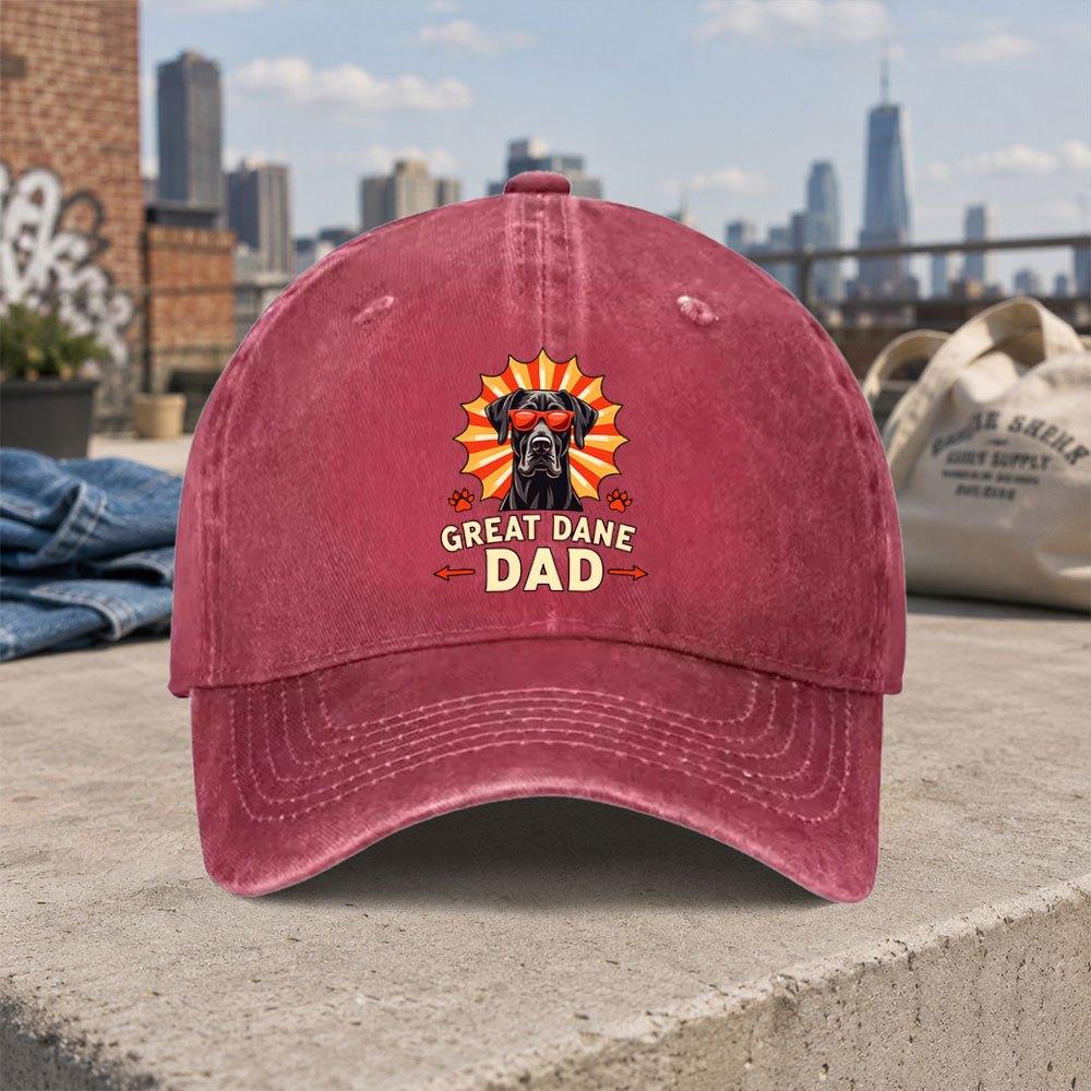 Great Dane Dad Vintage Washed Baseball Cap Unisex Duckbill Hat Casual Street Style Gift