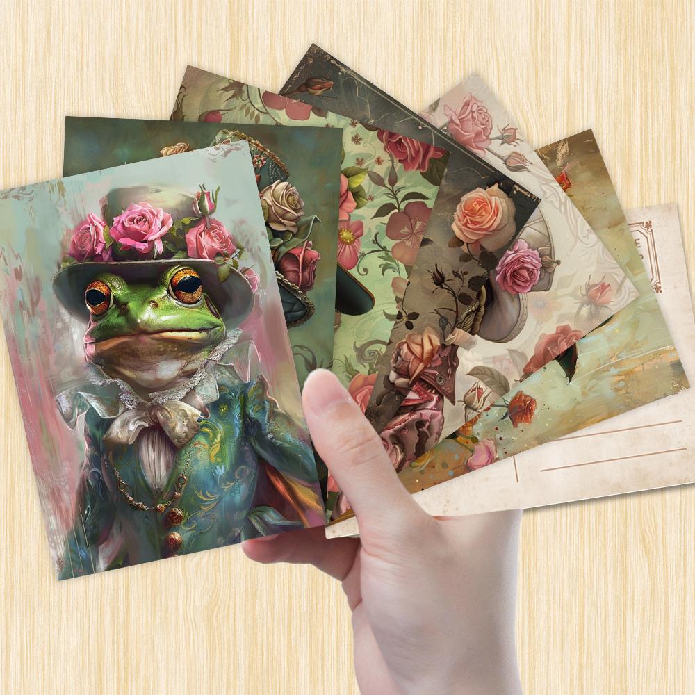 32 Stück, Frosch Rose Postkarte, Abstrakt, Geburtstags-/Jubiläumsgeschenk, Sammlerstück, Geeignet zum Verschenken, Kann verschickt werden.