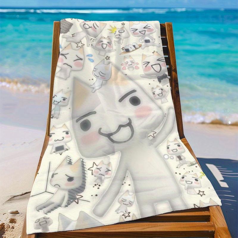 Kawaii Japanese Cat Microfiber Beach Towel Quick Dry Soft Absorbent Bath Towel for Kids Adults Summer Pool Swimming